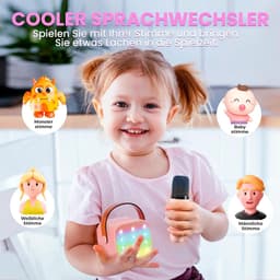 Karaokemachine - Wordt geleverd met 2 karaokemicrofoons - Premium Mini Karaokemachine - Kinderkaraokemachine met microfoon - Kinderdagcadeau/speelgoed - Geschikt voor kinderen van 3-12 jaar oud - Muziekluidspreker -Wit — thumbnail 3