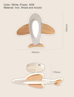 Dimbaar Led Plafondlamp Vliegtuig voor Kinderkamer - 40W, 3000-6000K — thumbnail 3