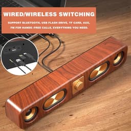 Retro draadloze soundbar met twee 2-inch subwoofers, Bluetooth-luidspreker Geschikt voor op het bureau — thumbnail 4