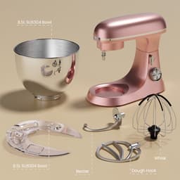 Royal Swiss® – Keukenmachine 2000W – 8.5L RVS Mengkom – Planetair Mengsysteem – 6 Snelheden – Pink — thumbnail 5
