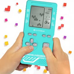 Silvergear Retro Spelcomputer Blokkenspel 26 Spelletjes - Speelgoed Voor in de Auto - Mini Arcade Game Console voor Kinderen - Puzzel Speelgoed - Reisspelletjes Voor Kinderen - Cadeau voor Jongens en Meisjes - Vakantie - 6, 7+ Jaar - Lichtblauw — thumbnail 1