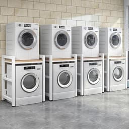 Wasmachine Rek met Opbergruimte - In hoogte Verstelbare Standaard voor Wasmachine en Droger — thumbnail 2