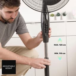 Elegante Statiefventilator met Oscillerend Systeem | 40 cm | 3 Snelheden | Verstelbare Hoogte | Handmatig Kantelbaar | Draaghandvat — thumbnail 5
