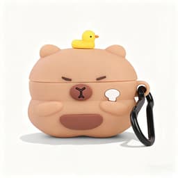 Namajunas - Case geschikt voor Apple AirPods Pro / AirPods Pro 2 hoesje - Hoesje Geschikt voor AirPods Pro / Pro 2 Hoesje Silicone Case - optimal bescherming - Valbescherming - Capibara Hoesje Silicone Case - Met karabijnhaak - Capybara — thumbnail 1