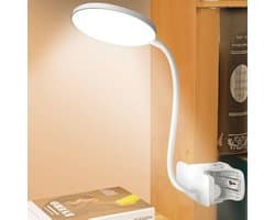 Leeslamp Bed met Oogbescherming en Dimbare LED Licht – Bureaulamp met 360 Graden Zwanenhals en USB Oplaadbaar