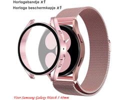 【Voordeelbundel】Stravo Luxe Milanees bandje Roze Goud + TPU Case Roze Goud - Geschikt voor Samsung Galaxy Watch 5 40mm - Beschermhoes voor Galaxy Watch 5 40mm Smartwatch - Luxe Milanese horlogebandje met hoesje-set