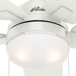 Binnenventilator met verlichting en trekschakelaar - 117 cm, 5 omkeerbare vleugels, zomer/winter gebruik, fris wit/grenen — thumbnail 2