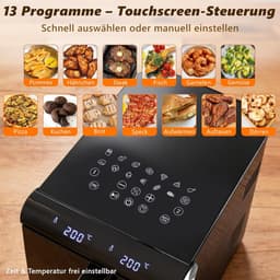 Glitzerlife - Heteluchtfriteuse - Dual-Zone Dual-Chamber 11L Heteluchtfriteuse - 13-in-1 2800W - Touchscreen Timer en Temperatuurregeling - Zwart - Huishoudelijke Heteluchtfriteuse voor Dagelijks Koken — thumbnail 5