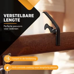 Finesse Universele Capo met Plectrums - Gitaar - Akoestisch - Elektrische - Ukelele - Zwart — thumbnail 4