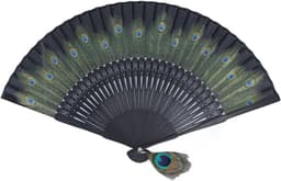 Grote Opvouwbare Ventilator met Pauwpatroon - Antiek Bamboe Handventilator voor Decoratie en Verjaardagsgeschenken — thumbnail 5