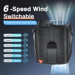Draagbare ventilator met oplaadbare batterij en 6 snelheden voor optimale luchtstroom — thumbnail 3