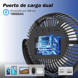 Oplaadbare 10000 mAh Clip-on Ventilator met Afstandsbediening en LED-verlichting — thumbnail 4