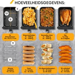 Stillstern Heteluchtfriteuse 2 kamers 8L Dual Zone Airfryer XXL (DE-versie), 2400W, Uitstekend 1,2 (Zeer goed), Friteuse Air Fryer, Receptenboek, Ontdooien & Warmhouden Heteluchtfriteuse Dubbele kamer, Air Fryers — thumbnail 3