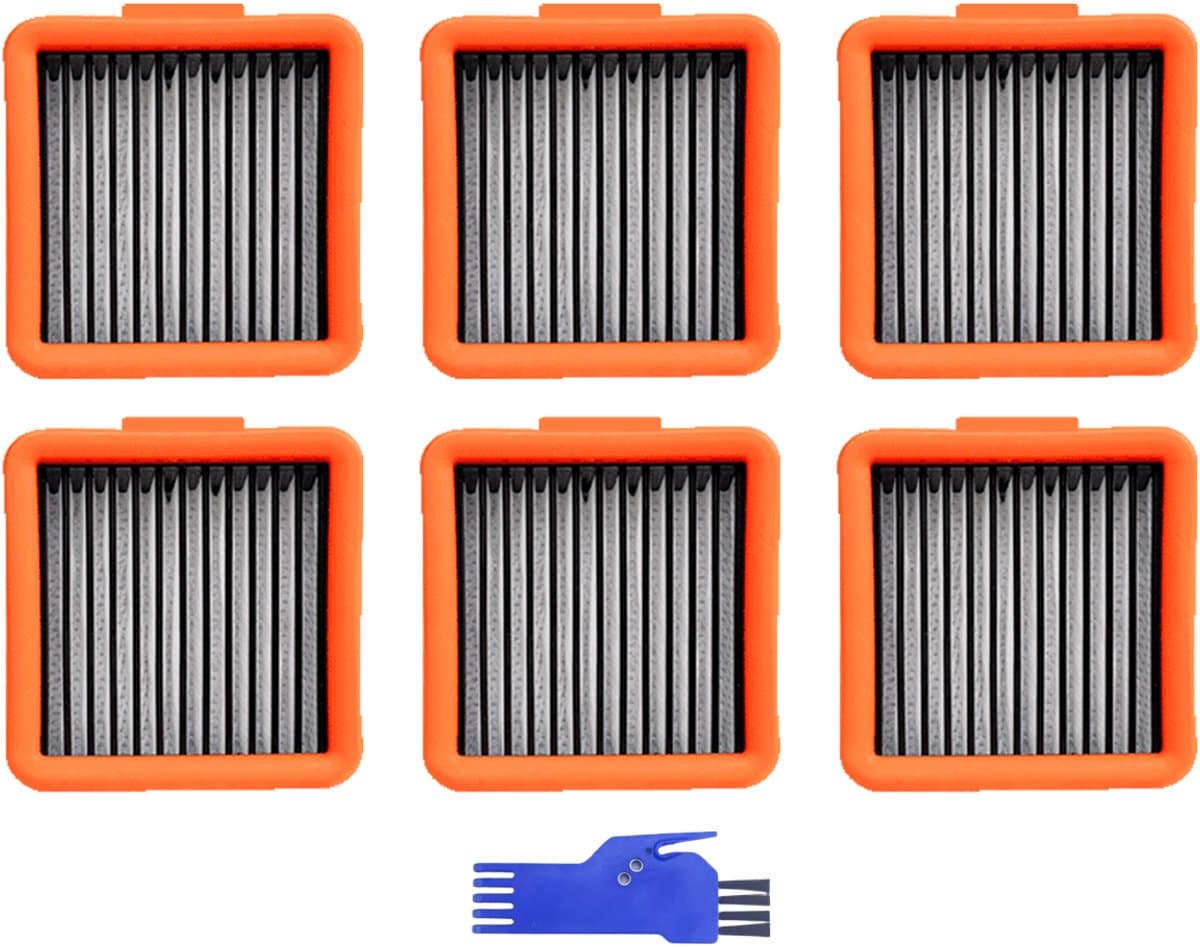 6 STUKS HEPA filter - geschikt voor UWANT D100 - D100 PLUS - D100 PRO - V8 & V10 - D5 - D5 PRO - A60 - A100 - A558 - voor robotstofzuiger - 62*57*29mm - met reinigingsborstel — afbeelding 1