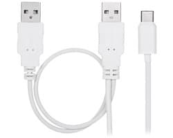 USB-C naar 2x USB-A Y-Kabel met Extra Stroomvoorziening voor Externe Harde Schijf en Mobiele Apparaten