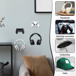2x Transparante Headset Houder voor Tafel of Muur - Universele Koptelefoon Standaard — thumbnail 2