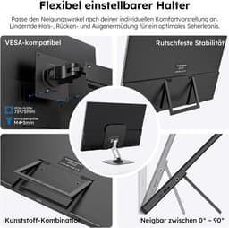 Draagbare monitor - Extern beeldscherm - Werk en entertainment - Verstelbare standaard - 156 inch - Zwart — thumbnail 2
