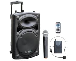 Draagbare Zwarte Speaker 12 Inch 700W MAX met 2 Microfoons, Bluetooth en Afstandsbediening
