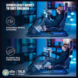 GTPLAYER - Simulator Cockpit - Met Luidsprekers en Stuurwiel Steun - Paars — thumbnail 5