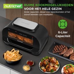 NutriChef Grill – 7 in 1 Slimme Grill & Airfryer - Smokeless Grill Kookfuncties, 6L - Slimme Thermometer - Afneembare Antiaanbak Grilplaten — thumbnail 3