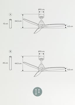 Zwarte Plafondventilator met Donkerhouten Vleugels, 132 cm, 6 Snelheden, Stil, Timer en Afstandsbediening — thumbnail 1