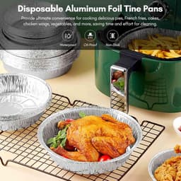 Vijftig Stuks Wegwerp bakvorm 20 Cm Ronde Taartvormen Voor Airfryer Bakken Oven Koken En Opbergen Diepvriesbestendig — thumbnail 5