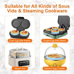 Siliconen Eivormen - 4 stuks - Diameter 10 cm (4 inch) - Voor Sous Vide Style Egg Bite Maker - Geschikt voor Airfryer Instant Pot en Magnetron - Vaatwasserbestendig en BPA-vrij - Voor Ontbijt Sandwiches Omeletten en Desserts — thumbnail 2