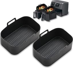 2-delige Airfryer accessoire pads - Siliconen Airfryer pads - Zwart - 19,5*16,5 cm — thumbnail 1