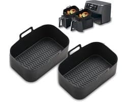 2-delige Airfryer accessoire pads - Siliconen Airfryer pads - Zwart - 19,5*16,5 cm