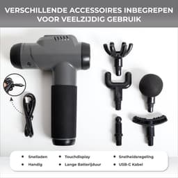 MLN Massage Gun - Krachtig - Massage Apparaat - 5 opzetstukken - Lange steel - Zwart — thumbnail 5