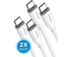 Voomy USB C Kabel 60W - 2 stuks, 1 Meter - USB-C naar USB-C Oplaadkabel - Fast Charging - Universeel - Geschikt voor Telefoon, Laptop en Tablet - Wit