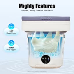 CYRO - Mini Wasmachine - Camping Wasmachine - Kleine Wasmachine - 12L Capaciteit - Draagbaar - Opvouwbaar - Reizen - Paars — thumbnail 3