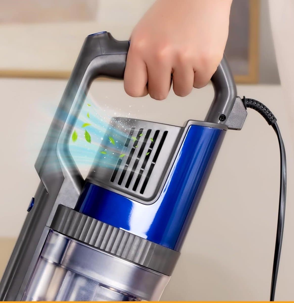 DualForce 680W – Snoer Stofzuiger 60KPa – 7m Kabel – HEPA Filter – Dubbele Handgreep – 800ml Stofreservoir – Voor Harde Vloeren & Tapijt – Stil & Krachtig – Oranje — afbeelding 1