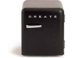 CREATE - Koelkast in retrostijl - Zwart - Handvat Zilver - FRIDGE RETRO 48L