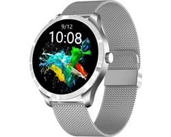 Belesy® Q9 Pro - Smartwatch Dames – Smartwatch Heren - Horloge - 1.28 inch - Kleurenscherm - Stappenteller - Bloeddruk - Hartslag - 75+ Wijzerplaten – Sporten - Staal – Zilver - Kerstcadeau