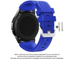 Blauw Siliconen Bandje voor bepaalde 22mm smartwatches van verschillende bekende merken (zie lijst met compatibele modellen in producttekst) - Maat: zie foto – 22 mm blue rubber smartwatch strap