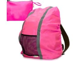 kwmobile regenhoes voor je rugzak - Waterdichte bescherming voor schooltassen - Regenhoesset met reflecterende strepen
