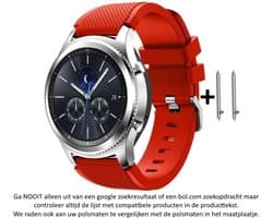 Rood Siliconen Bandje geschikt voor 22mm smartwatches van verschillende grote merken (zie lijst met compatibele modellen in producttekst) - Maat: zie maatfoto – 22 mm red rubber smartwatch strap