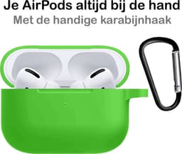 Hoesje - Geschikt voor Apple AirPods Pro 2 - Siliconen Hoes met Clip - Silicone Case Cover - Groen — thumbnail 3