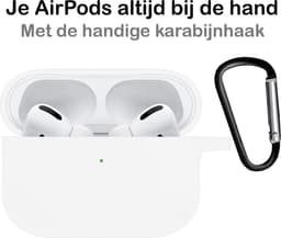 Hoesje - Geschikt voor Apple AirPods Pro 2 - Siliconen Hoes met Clip - Silicone Case Cover - Wit — thumbnail 3