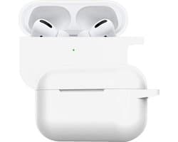Case - Geschikt voor Apple AirPods Pro 2 - Siliconen Hoes met Clip - Silicone Hoesje Cover - Wit