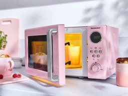 Silvercrest Magnetron - Roze - Vermogen: 700 W - Standen: 5 - 20L - Draaiplateau: Ø25,5 cm - Voor verwarmen, koken en ontdooien - In een trendy retro design - Intuïtieve bediening met draaiknoppen — thumbnail 2