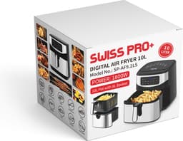 Swiss Pro+ - Airfryer 10L XXXL - Zwart - SP-AF10L - Intelligente Heteluchtfriteuse Digitaal- 10L - XXXL - New Model 2026 - Touchscreen - TURBO Opwarmen - Piano Black - zwart - 10 liter — thumbnail 5