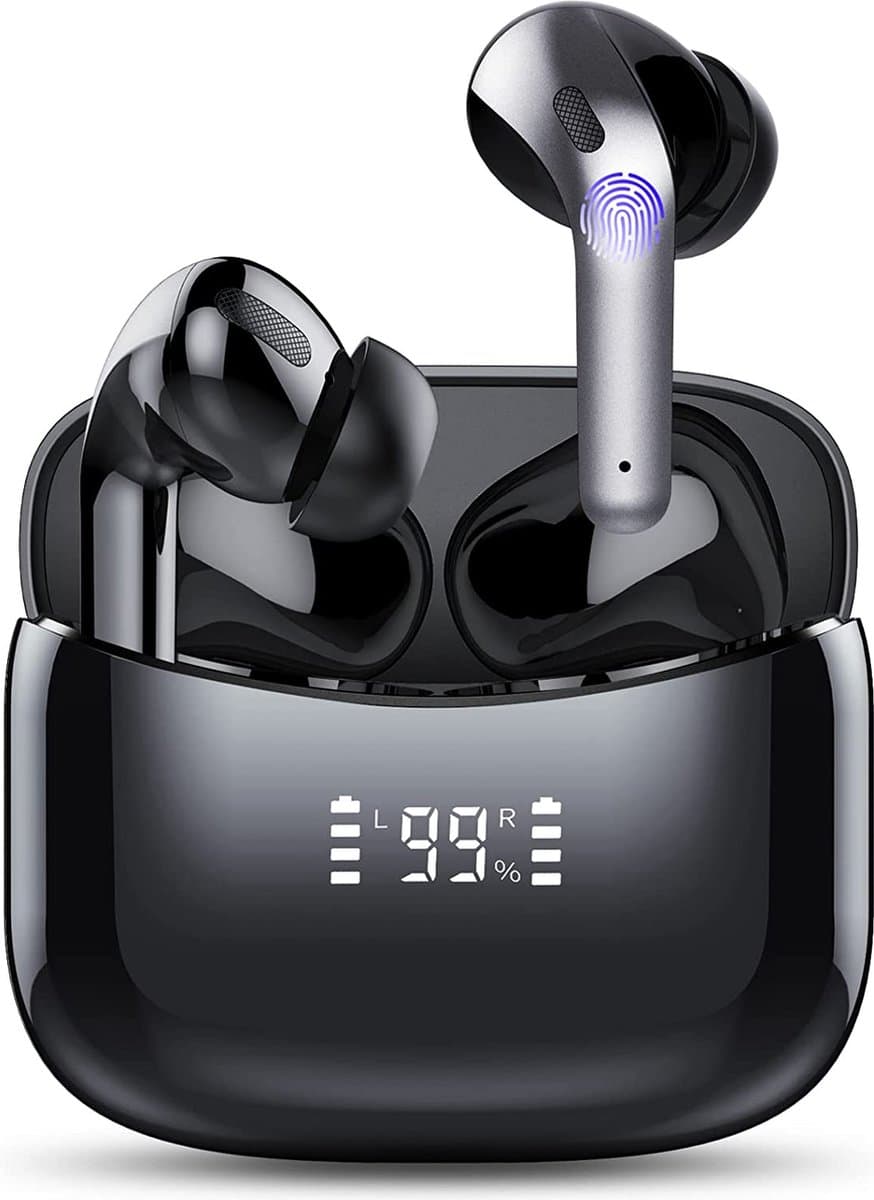 Nubex® Draadloze Oordopjes - Bluetooth Oordopjes 5.3 - 30 Uur Afspeeltijd - Oortjes draadloos - Touch Bediening - Zwart — afbeelding 1