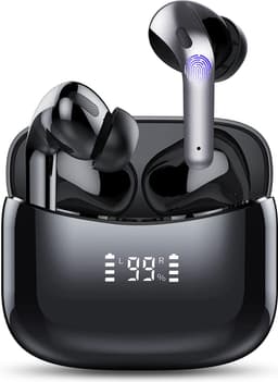 Nubex® Draadloze Oordopjes - Bluetooth Oordopjes 5.3 - 30 Uur Afspeeltijd - Oortjes draadloos - Touch Bediening - Zwart — thumbnail 1