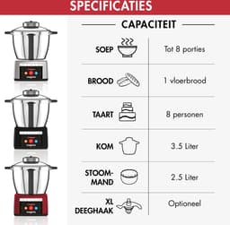 Magimix Cook Expert Inductie Foodprocessor - Cookprocessor met 12 Programma’s - Rood — thumbnail 3