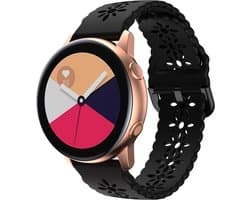 Smartwatch bandje 20mm - siliconen bandje met patroon geschikt voor Samsung Galaxy Watch 7 (40 & 44mm) / Watch 6 (Classic) / Watch 5 (Pro) / Watch 4 (Classic) / Watch 3 41mm / Watch 42mm /Watch Active (2)/Watch FE/Gear Sport - Strap-it - Zwart