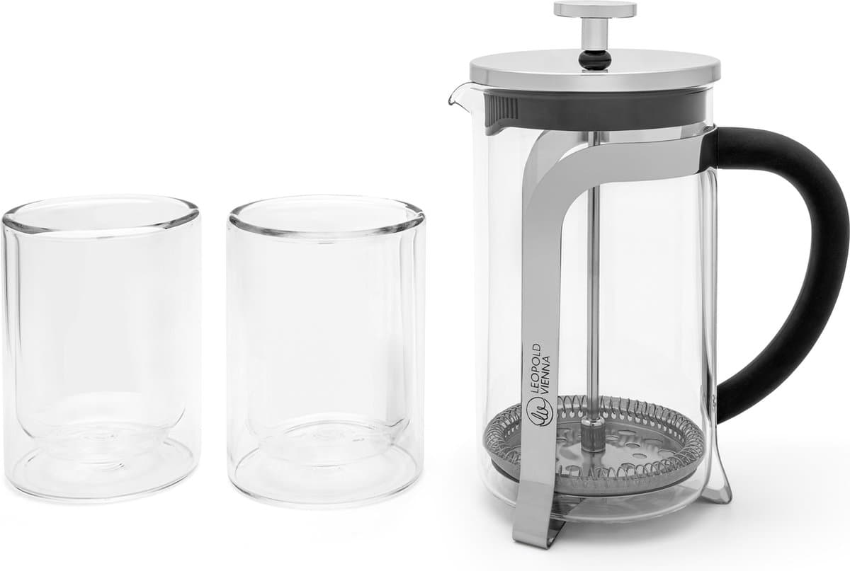 Leopold Vienna - French Press cafetière Shiny 600ml + set van twee glazen — afbeelding 1
