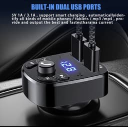 Draadloze FM Transmitter & auto lader - USB Oplader - Sigaretten Aansteker-Bluetooth Carkit - Handsfree Bellen — thumbnail 5