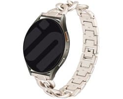 Strap-it Smartwatch bandje 20mm - steel chain band geschikt voor Samsung Galaxy Watch 1 - 42mm / Watch 3 - 41mm / Watch Active & Active 2 - 40 & 44mm / Gear Sport - Amazfit Bip / GTS - Polar Ignite / Unite / Pacer (sterrenlicht)